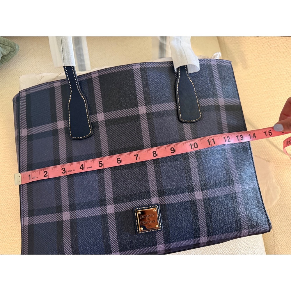 Dooney & Bourke Ashton Tote Blue Purple Plaid Leather Handbag NEW - Picture 7 of 10